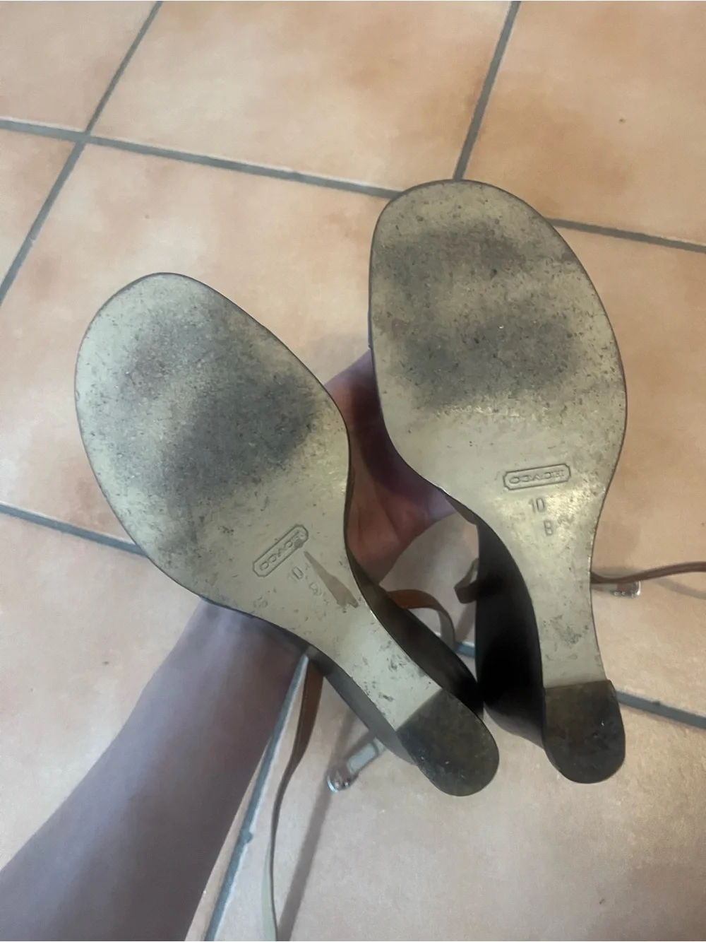 Vintage Coach Multistrap Wedge Sandals in Brown and Blue - Picture 4 of 4